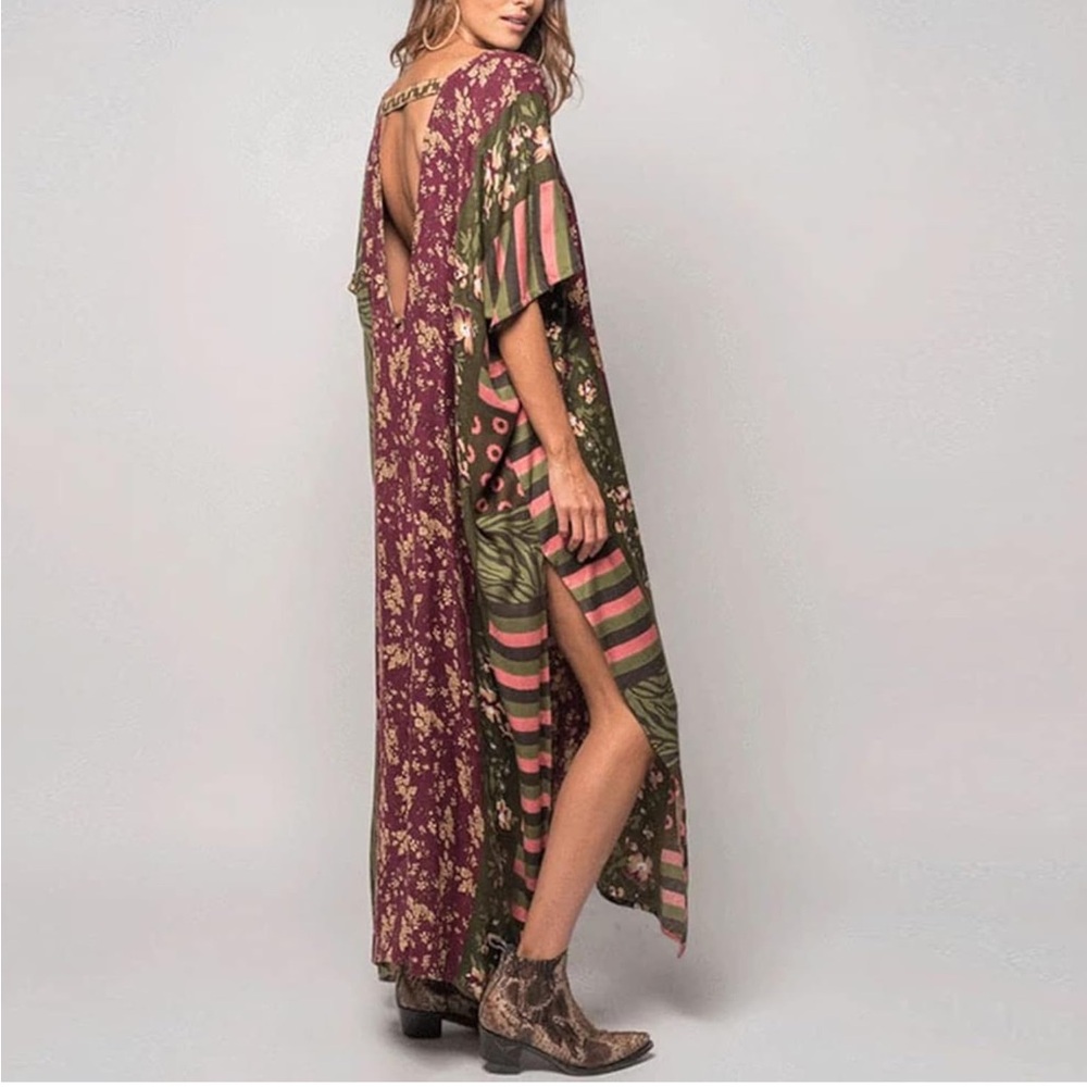 Z&L Europe Mixed Print Kaftan Maxi Dress